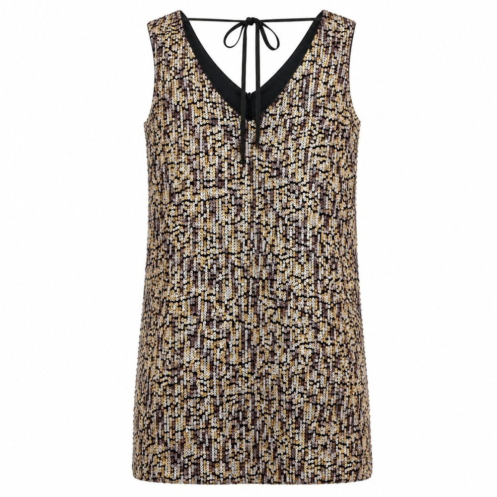 Vince Camuto Sequin Shift Dress V Neck Tie Back Cocktail Party Women Size 12